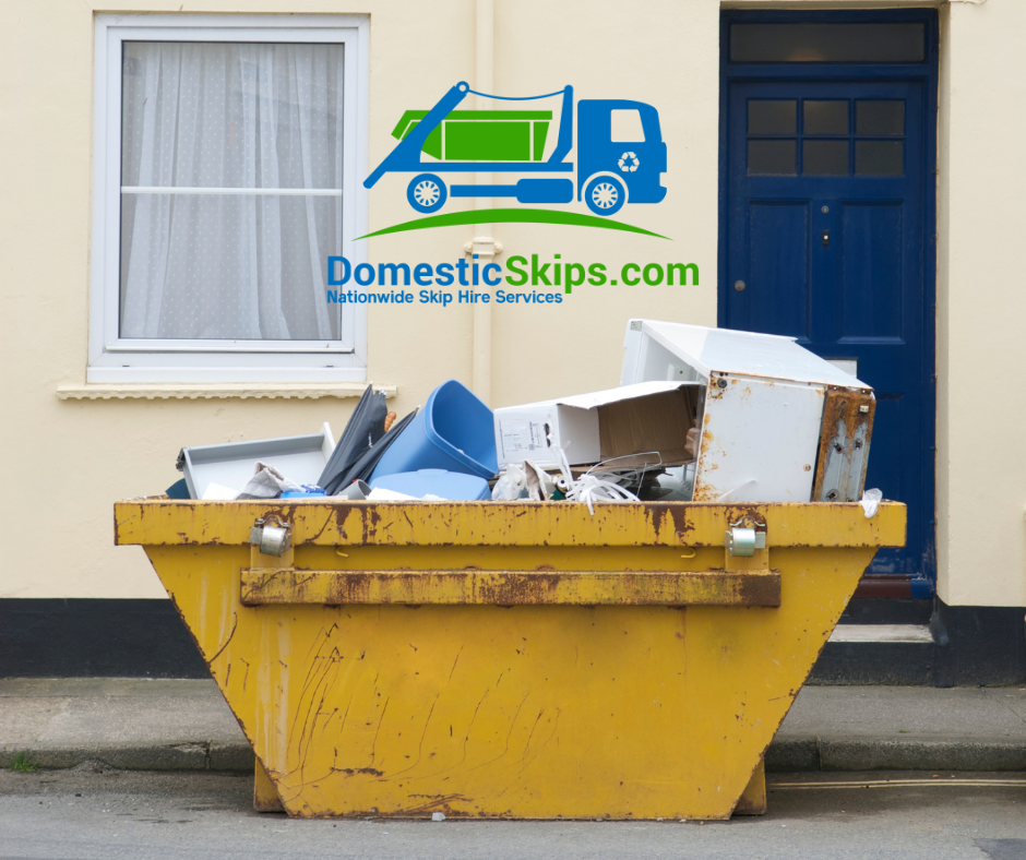 4-yard domestic waste skip delivery in the UK, click here for local 4yd skip hire prices and book a 4yd skip online