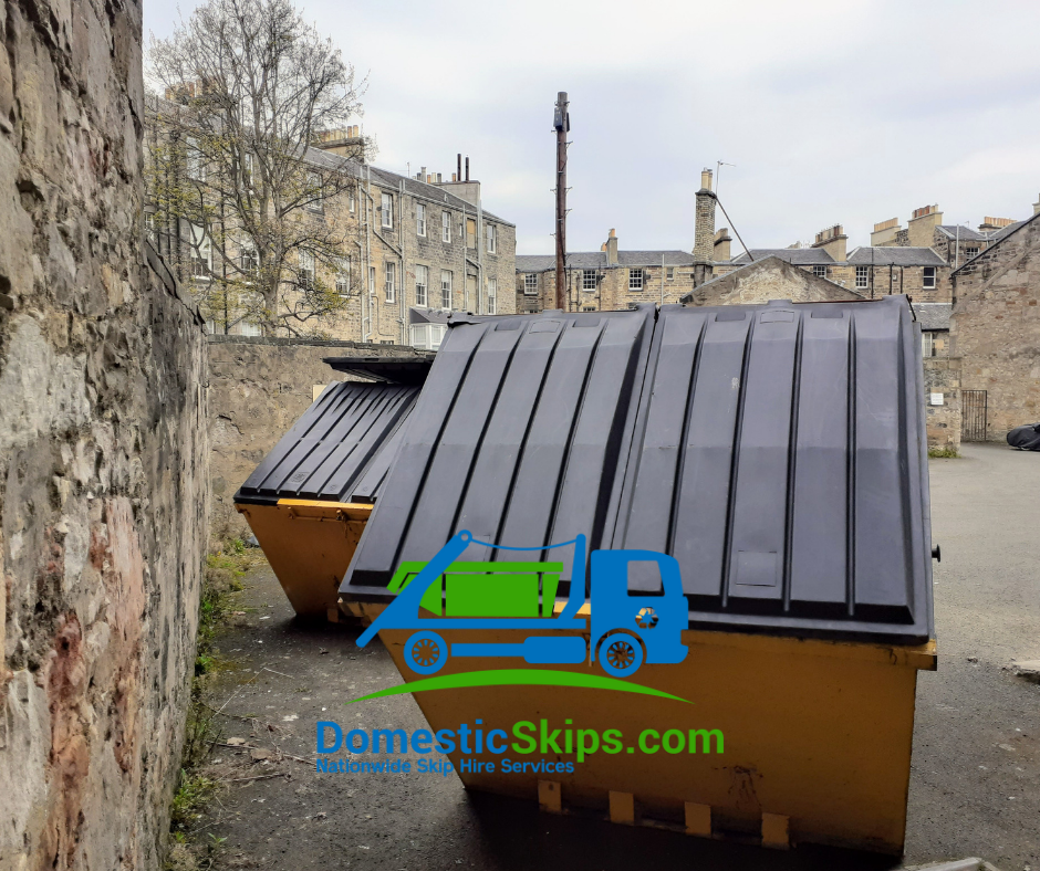 Domestic Enclosed & lockable skip delivery in near you in London, Edinburgh, Glasgow, Manchester, Milton Keynes, South Wales, and Nottingham, click here for Enclosed & Lockable skip prices and book domestic waste skips online 
